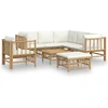 Image de vidaXL Ensemble de salon de jardin 8 pièces avec coussins blanc crème en bambou