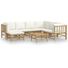 Image de vidaXL Ensemble de salon de jardin 8 pièces avec coussins blanc crème en bambou