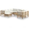 Image de vidaXL Ensemble de salon de jardin 10 pièces avec coussins blanc crème en bambou