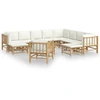 Image de vidaXL Ensemble de salon de jardin 12 pièces avec coussins blanc crème en bambou