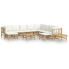 Image de vidaXL Ensemble de salon de jardin 12 pièces avec coussins blanc crème en bambou