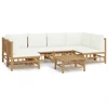 Image de vidaXL Ensemble de salon de jardin 7 pièces avec coussins blanc crème en bambou