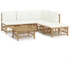Image de vidaXL Ensemble de salon de jardin 6 pièces avec coussins blanc crème en bambou