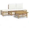 Image de vidaXL Ensemble de salon de jardin 4 pièces avec coussins blanc crème en bambou