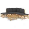 Image de vidaXL Ensemble de salon de jardin 6 pièces avec coussins gris foncé en bambou