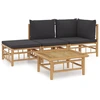 Image de vidaXL Ensemble de salon de jardin 4 pièces avec coussins gris foncé en bambou