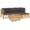 Image de vidaXL Ensemble de salon de jardin 5 pièces avec coussins gris foncé en bambou