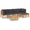Image de vidaXL Ensemble de salon de jardin 6 pièces avec coussins gris foncé en bambou