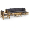 Image de vidaXL Ensemble de salon de jardin 7 pièces avec coussins gris foncé en bambou