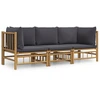 Image de vidaXL Ensemble de salon de jardin 3 pièces avec coussins gris foncé en bambou
