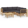 Image de vidaXL Ensemble de salon de jardin 6 pièces avec coussins gris foncé en bambou