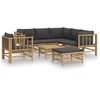 Image de vidaXL Ensemble de salon de jardin 8 pièces avec coussins gris foncé en bambou