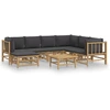 Image de vidaXL Ensemble de salon de jardin 8 pièces avec coussins gris foncé en bambou