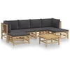 Image de vidaXL Ensemble de salon de jardin 7 pièces avec coussins gris foncé en bambou