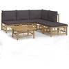 Image de vidaXL Ensemble de salon de jardin 6 pièces avec coussins gris foncé en bambou
