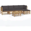 Image de vidaXL Ensemble de salon de jardin 6 pièces avec coussins gris foncé en bambou