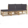 Image de vidaXL Ensemble de salon de jardin 3 pièces avec coussins gris foncé en bambou