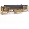 Image de vidaXL Ensemble de salon de jardin 7 pièces avec coussins gris foncé en bambou
