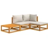 Image de vidaXL Ensemble salon de jardin 4 pièces avec coussins gris clair bois massif