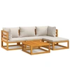 Image de vidaXL Ensemble salon de jardin 5 pièces avec coussins gris clair bois massif