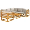 Image de vidaXL Ensemble salon de jardin 7 pièces avec coussins gris clair bois massif
