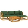 Image de vidaXL Ensemble de salon de jardin 5 pièces avec coussins verts en bois massif