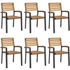Image de vidaXL Chaises de jardin empilables 6 pcs. Bois massif acacia et métal