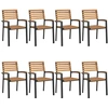Image de vidaXL Chaises de jardin empilables 8 pcs. Bois massif acacia et métal