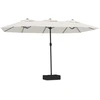 Image de vidaXL Parasol double avec lampes LED Blanc sable 449x265 cm