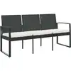 Image de vidaXL Banc de jardin 3 places avec coussins Noir Rotin PP