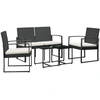 Image de vidaXL Ensemble de jardin 5 pièces avec coussins Noir Rotin PP
