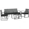 Image de vidaXL Ensemble de jardin 5 pièces avec coussins Gris foncé Rotin PP