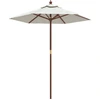 Image de vidaXL Parasol avec mât en bois sable 196x231 cm