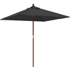 Image de vidaXL Parasol avec mât en bois noir 198x198x231 cm