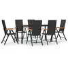 Image de vidaXL Ensemble de jardin 7 pièces noir et brun poly rotin
