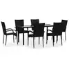 Image de vidaXL Ensemble de jardin 7 pièces noir Poly rotin