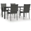 Image de vidaXL Ensemble de jardin 5 pièces Gris Poly rotin