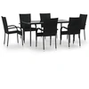 Image de vidaXL Ensemble de jardin 7 pièces noir Poly rotin