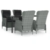 Image de vidaXL Ensemble de jardin 5 pièces gris clair Poly rotin