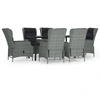 Image de vidaXL Ensemble de jardin 7 pièces gris clair Poly rotin
