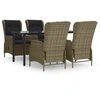 Image de vidaXL Ensemble de jardin 5 pièces brun poly rotin