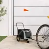 Image de vidaXL Remorque pour vélo Chiens Gris et noir Tissu Oxford et fer