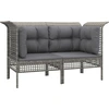Image de vidaXL Canapé d'angle de jardin avec coussins 2 pcs. Gris Poly Rattan