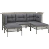Image de vidaXL Ensemble de salon de jardin 5 pièces avec coussins Gris Poly rotin