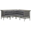 Image de vidaXL Ensemble de salon de jardin 5 pièces avec coussins Gris Poly rotin