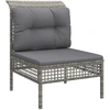 Image de vidaXL Canapé de jardin central avec coussins Gris Poly Rattan