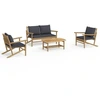 Image de vidaXL Ensemble de salon de jardin 4 pièces avec coussins gris foncé en bambou