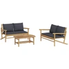 Image de vidaXL Ensemble de salon de jardin 3 pièces avec coussins gris foncé en bambou