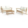 Image de vidaXL Ensemble de salon de jardin 3 pièces avec coussins Crème Bambou