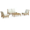 Image de vidaXL Ensemble de salon de jardin 4 pièces avec coussins blanc crème en bambou